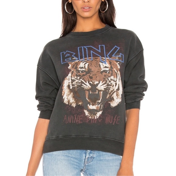 ANINE BING TIGER SWEATSHIRT IN BLACK size Small - Picture 1 of 10
